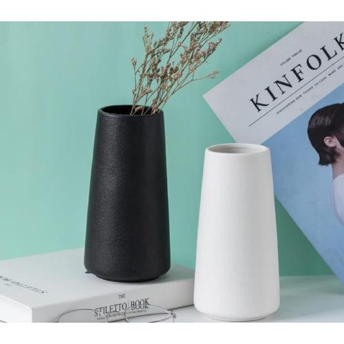 Premium Quality White Ceramic Vase | Modern Farmhouse bohemian Pampas Grass Flowers Bouquet for Home Décor, Desk Aesthetic Room Decor, White