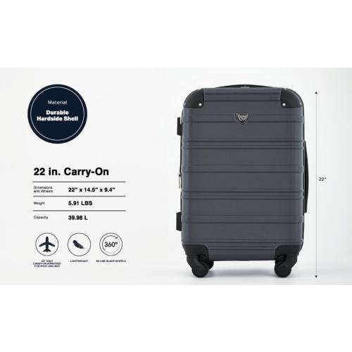 Travelers Club Phoenix Luggage, Blackened Pearl, 22-Inch Carry-On