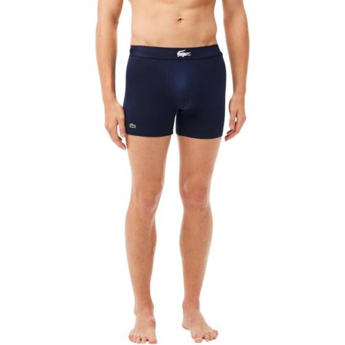 Size Large Lacoste mens Cotton Stretch Big Croc Print Boxer Briefs, 3-pack