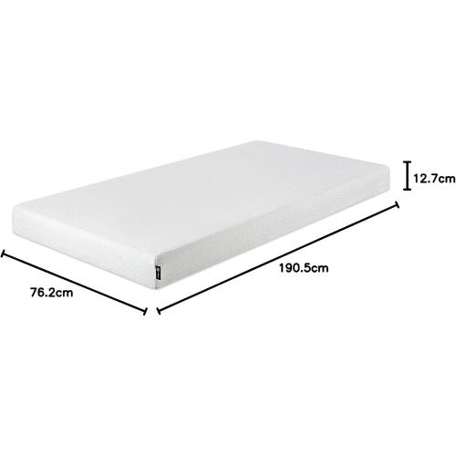 White ZINUS 5 Inch Memory Foam Mattress, Narrow Twin, Fiberglass-Free, Medium Firmness, Day, Trundle & Bunk Bed Compatible, Certified Safe Foams & Fabric, Mattress in A Box, White