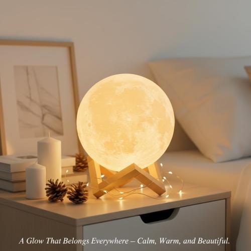 Mydethun Large Moon Lamp - 7.1 Large Thanksgiving & Christmas Table Décor, Gifts for Women and Mom, Touch-Dimmable Lamp with Wooden Base – Rechargeable Dual Color Night Light for Bedroom, Home