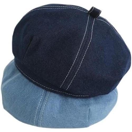 Student Denim Octagonal Beret Men's Women's Casual Painter's Hat