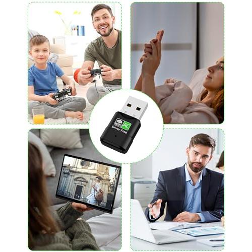 USB WiFi Adapter for Desktop PC, RENGOGA 600Mbps Dual Band 2.4G 5.8G Wireless WiFi Adapter for Laptop, Wireless Network Support Windows 11/10/8/7/Xp, USB Dongle for PC