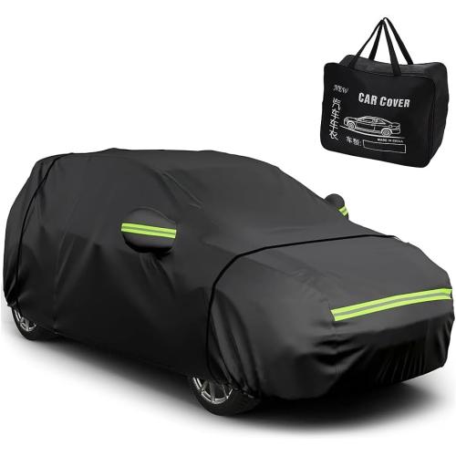 Car Cover - Double Layer Thickening Car Covers Waterproof Snow Hail Rain Dust UV All Weather Protection with Door Zipper Fixed Straps Black (SUV 200x79x69 Inch)