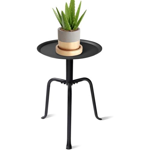 Plant Stand Indoor, Mid Century Single Plant Table, 3-Leg Minimalist Heavy Duty Metal Tall Flower Pot Stand, Modern Round Small Side End Table with Raised Design