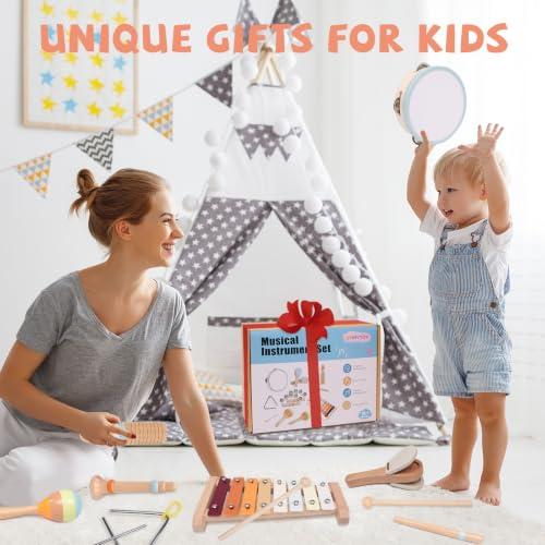 YHHYTOY Montessori Toys Wooden Baby Musical Instruments Set for Toddlers