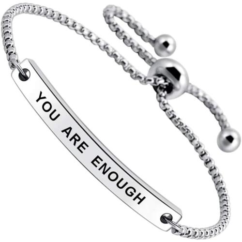 SOUSYOKYOSAM Women Bracelets for Women, Stainless Steel Inspiration Motivational Jewelry Gifts for Girl