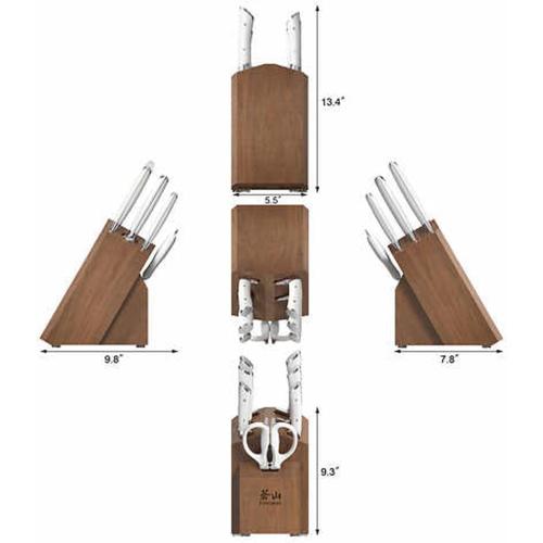 Cangshan Rainier Series 8-Piece Knife Block Set, Forged German Steel, Acacia Block (White)
