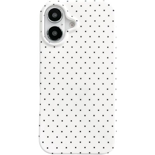 Aesthetic Polka Dot Retro Phone Case for iPhone 16 6.1,Vintage Trendy Unique Simple Pattern Design Elegant Chic Pretty Stylish Protective Girls Women Cases for i16 White