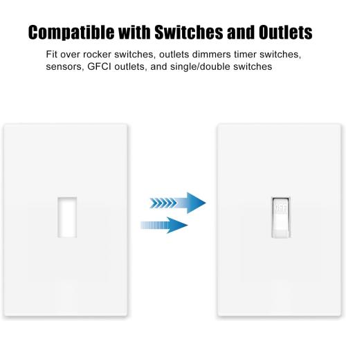 1-Gang Screwless Decorative Wall Plates, stander-Size Unbreakable Thermoplastic Faceplate Cover for Decorator Receptacle Outlet Switch, White (10 Pack, Single Toggle-White)