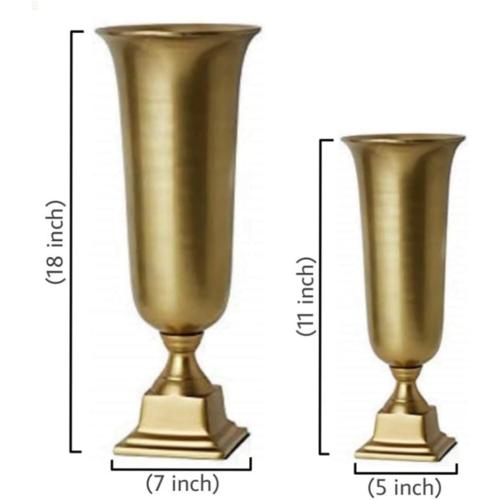 Serene Spaces Living 18-Inch Gold Pedestal Urn - Elegant Tapered Gold Vase for Flowers - Perfect as a Centerpiece for Home Decor, Weddings, Parties, and Events (Large- Pack of 1)