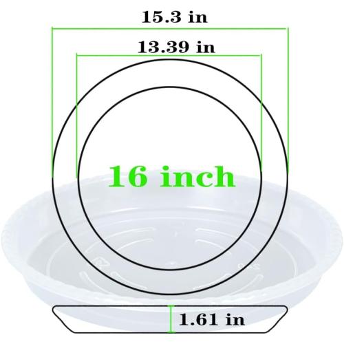 OVZILKI Plant Saucer 4 Pack of 16 inch, Clear Plastic Flower Plant Pot Saucer, Heavy Duty Plant Drip Trays Saucers for Indoor, Plant Water Tray for Planters