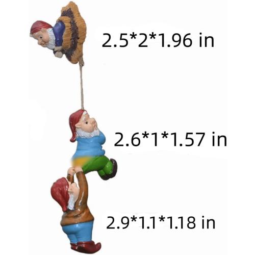 Outdoor Garden Gnome Climbing Rope Statue,Garden Gnomes Statue, Resin Garden Tree Hugger Outdoor Decor Accessories, Miniature Figurines Micro Garden Gnome Landscape Figurine for Lawn Balcony Patio