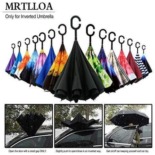 MRTLLOA 40/49/56 Inch Oversize Windproof Inverted Reverse Upside Down Umbrella, Golf Size Rain Umbrella, Double Layer, C-Shaped Handle for Men, Women and Kids