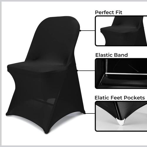Babenest Spandex Folding Chair Covers Halloween Upgraded 10 PCS Universal Stretch Washable Fitted Chair Slipcovers Protector for Wedding, Holidays, Banquet, Party, Celebration (Black)‼️no visible damage they are thin (sheer)‼️