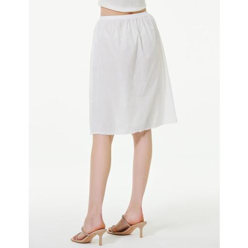 BEAUTELICATE Women 100% Cotton Half Slip Lace Trim Elastic Waist Underskirt
