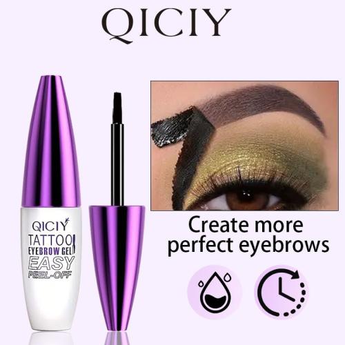 Black Easy Tatoo Eyebrow Gel Peel off - Semi-Permanent Tattoo Eyebrow Tint Kit Waterproof Long - Eyebrow Mascara Volume and Length