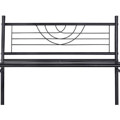 3-Tier Bathroom Over The Toilet Storage Rack Free Standing Metal Frame Shelf Organizer, with 4-Hooks, Black