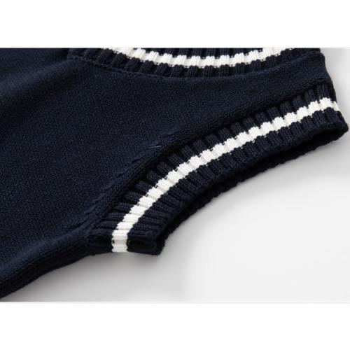 120/62 Baby Toddler Boys Girls Cotton V-Neck Sweater Vest Sleeveless Warm Uniform Pullover Cable Knit Waistcoat School Tops