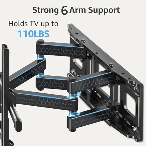 MOUNTUP Full Motion TV Wall Mount for Most 40-85 inch Flat TVs up to 110 lbs, Wall Mount Bracket with Dual Articulating Arms, Tilt, Level, Swivel, TV Mount Fits 12/16 Wood Stud, Max VESA 600x400mm