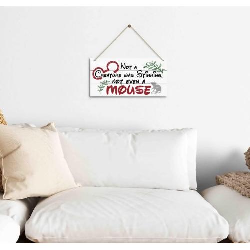 Christmas Door Sign Decor, Not a Creature was Stirring, not Even a Mouse, Winter Seasonal Christmas Wall Art Hanging Wooden Sign Merry Xmas Holiday Decorations for Home Outside Indoor