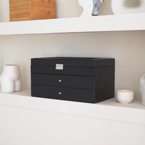 Size 18 Slots ProCase 3-layer Sunglasses Storage Organizer, 18 Slots Leather Sunglass Box Multiple Pairs Eyeglass Cases Eye Glass Eyewear Display Holder for Men Women, Father's Day Gift -Black