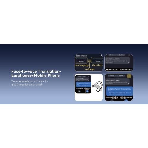 Q16PRO AI Wireless Translation Earbuds with 70 Hour Bluetooth 5.4 Sports Earbuds, Wireless Smart Touch Screen, Ear Cup with Ear Hooks, IPX5 Waterproof for Business and Travel