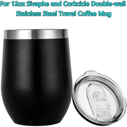 12oz stemless wine tumbler lid replacement (4 Pack)，2.9 inch diameter spill proof，for Sivaphe and Corkcicle Double-wall Stainless Steel Travel Coffee Mug