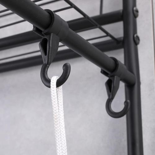 3-Tier Bathroom Over The Toilet Storage Rack Free Standing Metal Frame Shelf Organizer, with 4-Hooks, Black