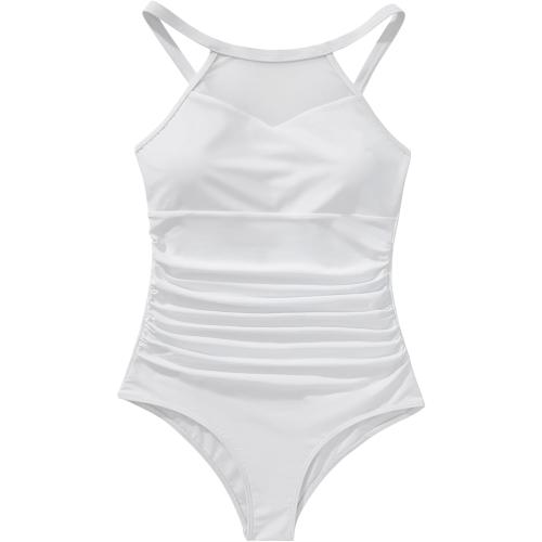 Size L.....SUUKSESS Women Tummy Control One Piece Swimsuit Sexy Mesh High Neck Bathing Suit
