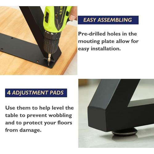 Table Legs 40 inch Set of 2, Bar Height Counter Metal Steel Tall Desk Base Steel for Kitchen Living Room or Outdoor (24W x 39.4H)