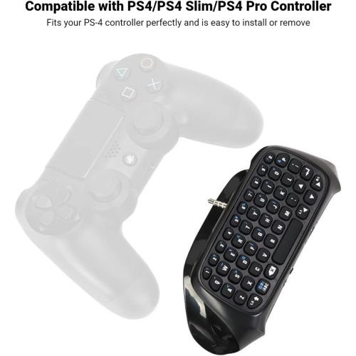 Controller Keyboard for PS4, Wireless Bluetooth Keypad Mini Chatpad Rechargeable Online Gaming Live Chat Message Gamepad Keyboard with Built-In Speaker & 3.5MM Audio Jack for Playstation 4 Dualshock