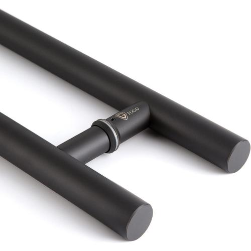BLACK TOGU TG-6012 36 inches Solid Standoffs Heavy-Duty Commercial Grade-304 Stainless Steel Push Pull Door Handle/Ladder Shaped Door Pull Handle/Long Door Handle, Matte Black Finish