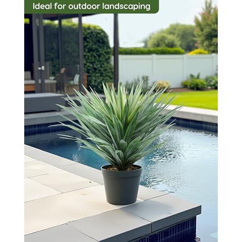 Velener Artificial Agave Plant in Black Pot with Real Stone Pebbles, Large Fake Agave Plant for Indoor and Outdoor-27 inches Tall, 126 Leaves