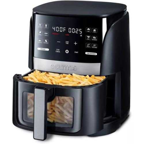 Gourmias 6 Qt Digital Window Air Fryer With 12 Presets, Guided Cooking, Touch Controls & Viewing Window – Oil-Free Frying, Easy Clean, Black ‼️has stains and possible missing items‼️