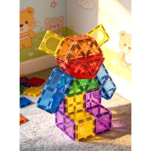 60 PCS Magnetic Building Tiles Kids Toys STEM Magnetic Blocks Sensory Toys Kids Games Magnet Building Toy for Boys and Girls Aged 3 , Kid Brain Development Preschool Kindergarten Toddler Toy