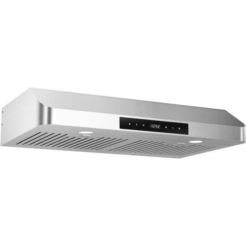 Range Hood 36 inch Under Cabinet, 900CFM Kitchen Vent Hood, Permanent Stainless Steel Filters，Top and Rear Vents