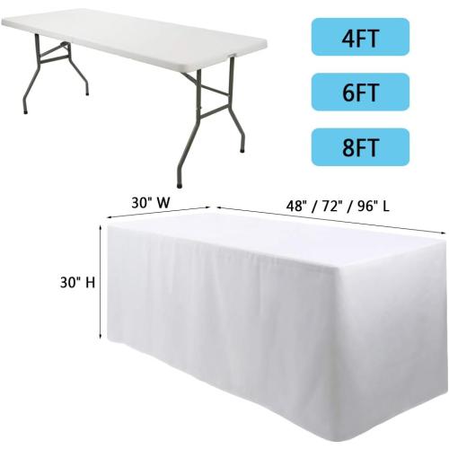 4 Feet (L x W: 48X30) Rectangle Fitted Tablecloth for Wedding Party Banquet,Polyester Cloth Fabric Cover, White