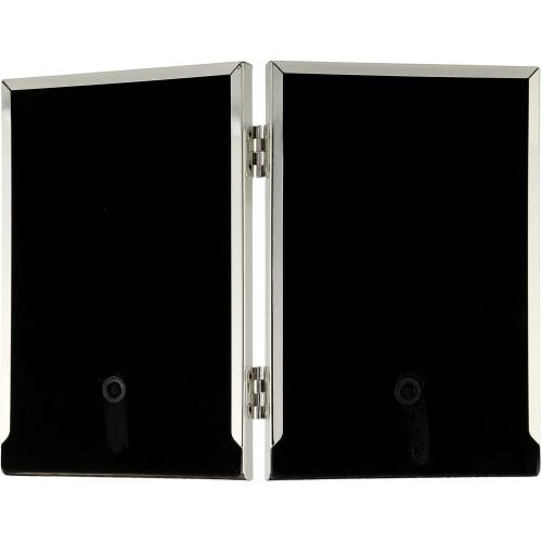 4x6'' Hinged Double Simply Silver Metal Picture Frame, Elegant Silver Plated Metal Photo Frames 4 x 6'' With Soft Touch Velvet Backing for Desktop