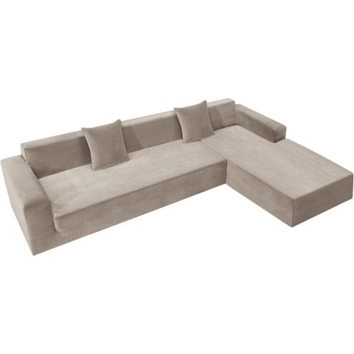 ZNSAYOTX 2026 Soft Velvet Sectional Couch Covers, Luxury Plush Slipcovers with Elastic Bottom for L Shape Sectional Sofa, 2 Pcs Pet Friendly Protector (3 Seat Couch   3 Seat Chaise, Khaki)