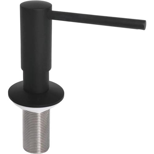 Matte Black Built in Dish Soap Dispenser for Kitchen Sink, Under Counter Brass Pump Head Hand Soap Pump with 17 OZ PET Soap Bottle Refill from Top, Undermount Brass Liquid Soap Dispenser