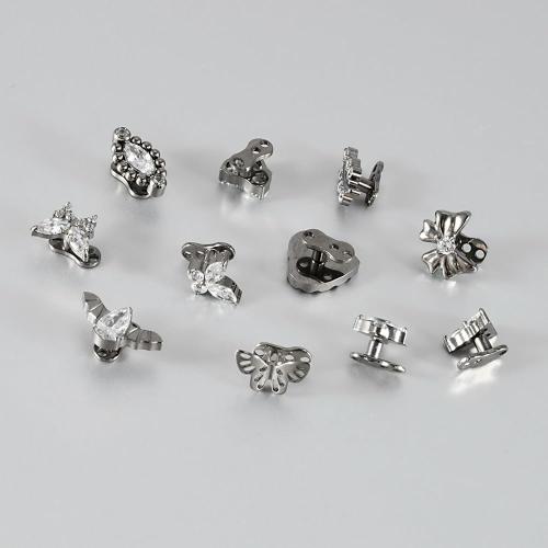 14g G23 Titanium Hypoallergenic Cubic Zirconia Butterfly Dermal Anchor Tops and Base Microdermals Jewelry for Body Piercing