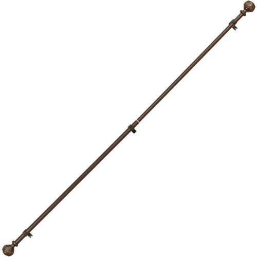 Decorative Window Curtain Rod 1-Inch Diameter with Modern Design Floral Carved Ball Finials, Drapery Curtain Pole Extends from 72 to 144 Inches,Floral Antique Bronze