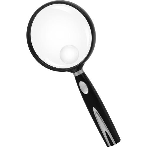 Feosky Handheld Reading Magnifier, 10X Magnifier, 75mm Shatterproof Lens, Non-Slip Handle for Adults Close Work, Seniors Reading and Nature Exploration, Hobby Observation(Silver)
