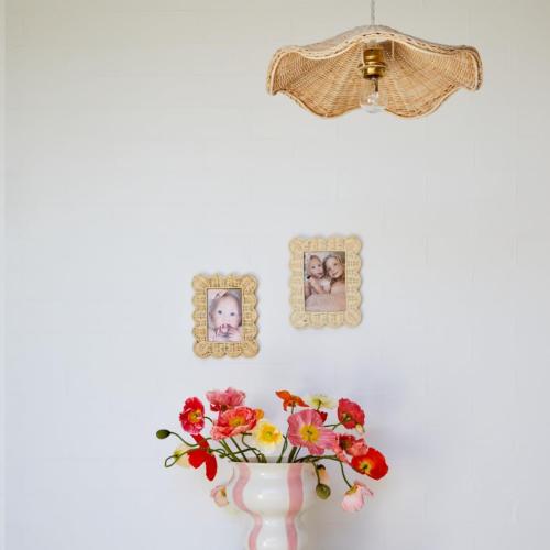 BEBE BASK Hand Woven Rattan Lamp Shade - Unique Wave Wicker Lamp Shade - 17 x 5 Inch - Unique Boho Lamp Shade - Rattan Light Shade - Rattan Pendant Light Shade - Wicker Pendant Light Shade
