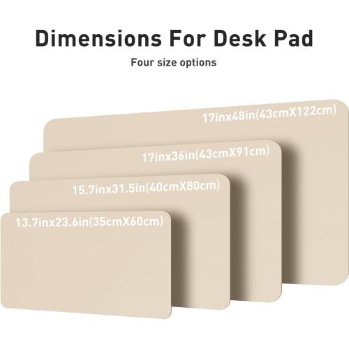 Aothia Leather Desk Pad Protector, Mouse Pad, Office Desk Mat, Non-Slip PU Leather Desk Blotter, Laptop Desk Pad, Waterproof Desk Writing Pad for Office and Home (Beige, 36 x 17)