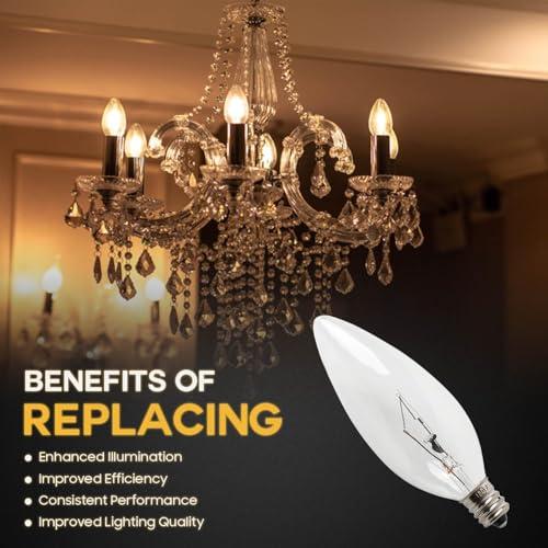 Seentech 12 Pack 40W 120V E12 Base B10 CTC Incandescent Light Bulbs, Transparent Candle Light Bulbs Perfect for Chandeliers, Ceiling Fan Lights, Pendants, Fireplace, Dimmable, Warm White 2700K