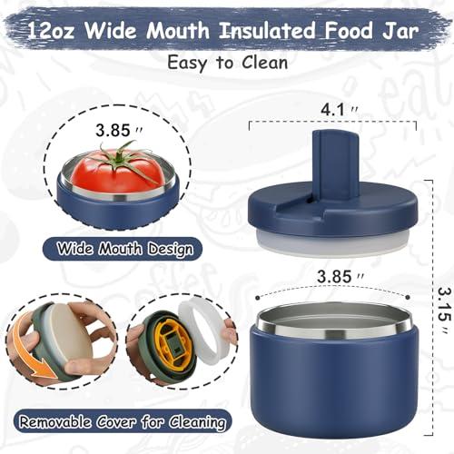 Pawtong 19oz Insulated Vacuum Food Jar with Buckle Lid Wide Mouth Soup Thermo for Hot Food Kids Leakproof Stainless Steel Lunch Container- Blue