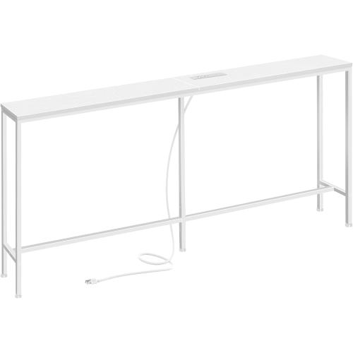 SUPERJARE 70 Inch Console Table with Outlet, Sofa Table with Charging Station, Narrow Entryway Table, Skinny Hallway Table, Behind Couch Table, for Living Room, White