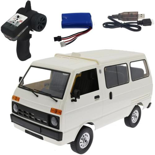 WPL D42 RC Car Van 1:10 – Off-Road RTR Remote Control Vehicle with LED Lights & Rechargeable Battery, Gift for Hobbyists (White / 1 Battery)